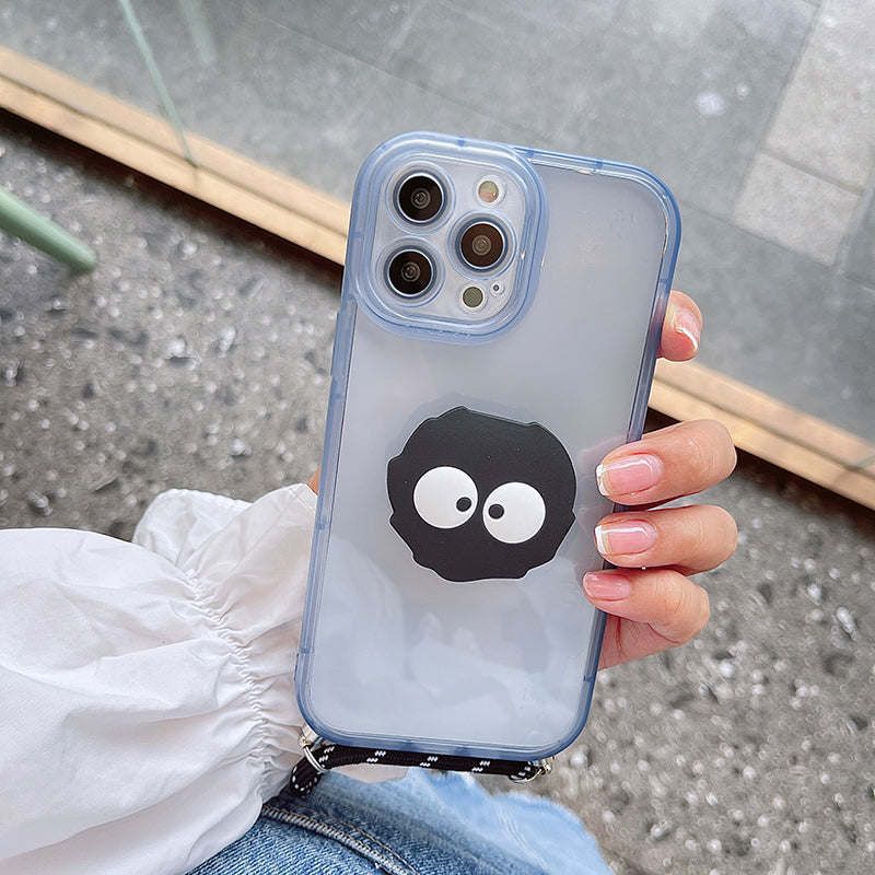 スマホケース H5「ススワタリ」ストラップ付き ブラック