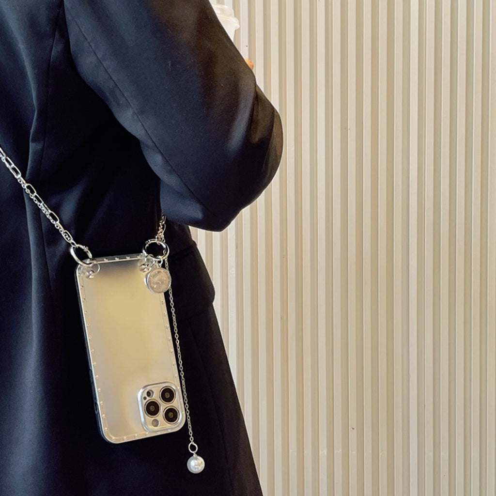 スマホケース H5「マットシルバー」メタルストラップ付き シルバー