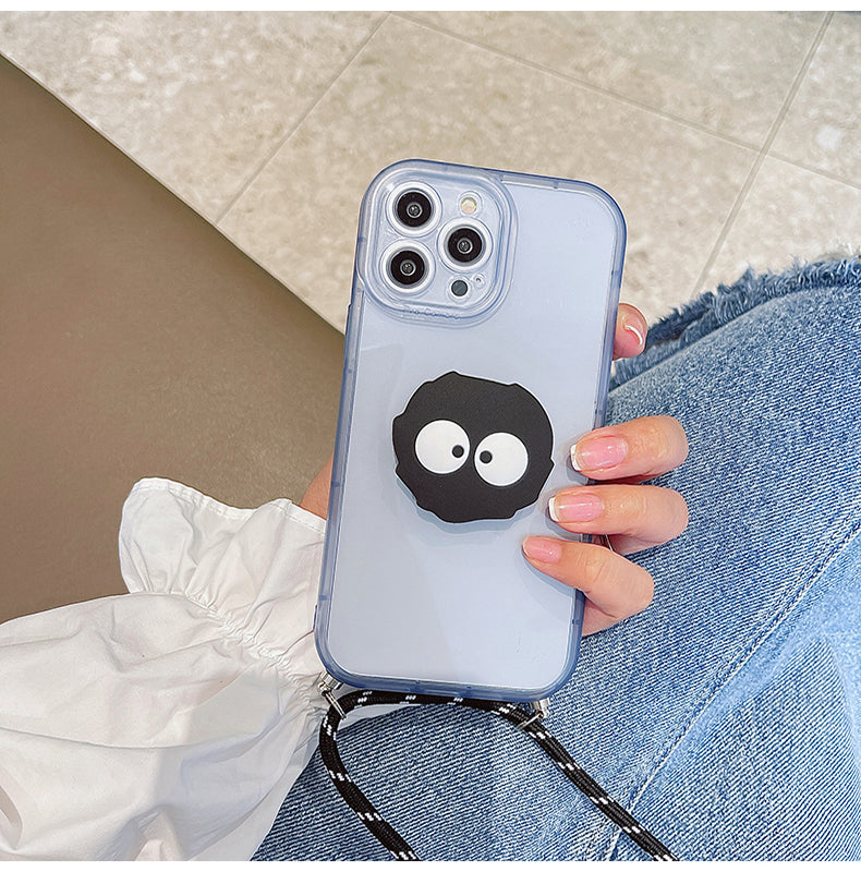 スマホケース H5「ススワタリ」ストラップ付き ブラック